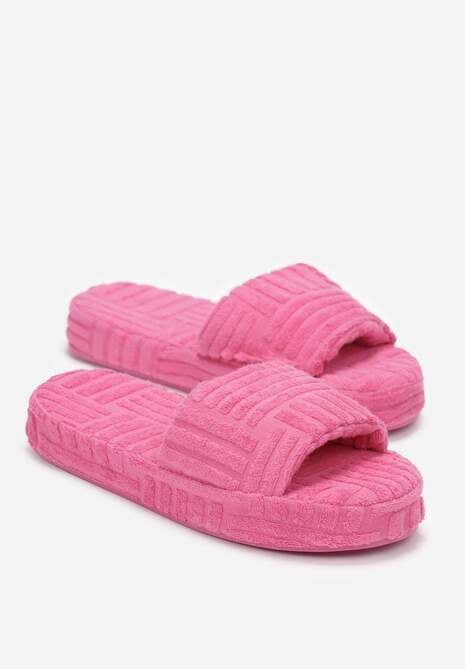 Ciemnoróżowe Kapcie z Tłoczeniem na Grubej Podeszwie Willatta