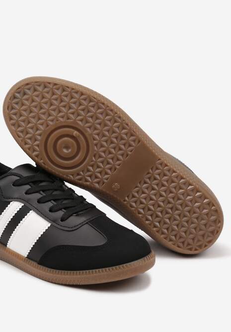 Czarne Sneakersy w Stylu Tenisówek z Paskami Danareth