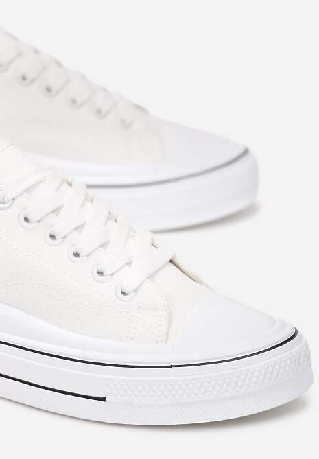 Białe Sznurowane Trampki do Kostki Kalyne