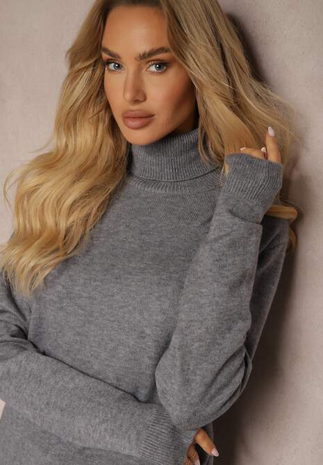 Szary Casualowy Golf z Dodatkiem Bawełny i Wiskozy Lerinae