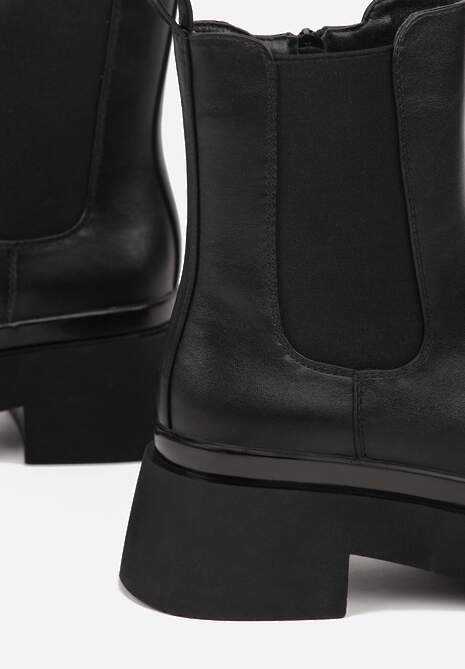 Czarne Botki Sztyblety na Platformie Tevirka
