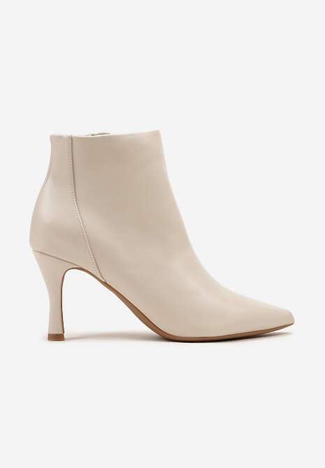 Beżowe Botki na Szpilce ze Szpiczastym Noskiem w Klasycznym Stylu Rilatessa