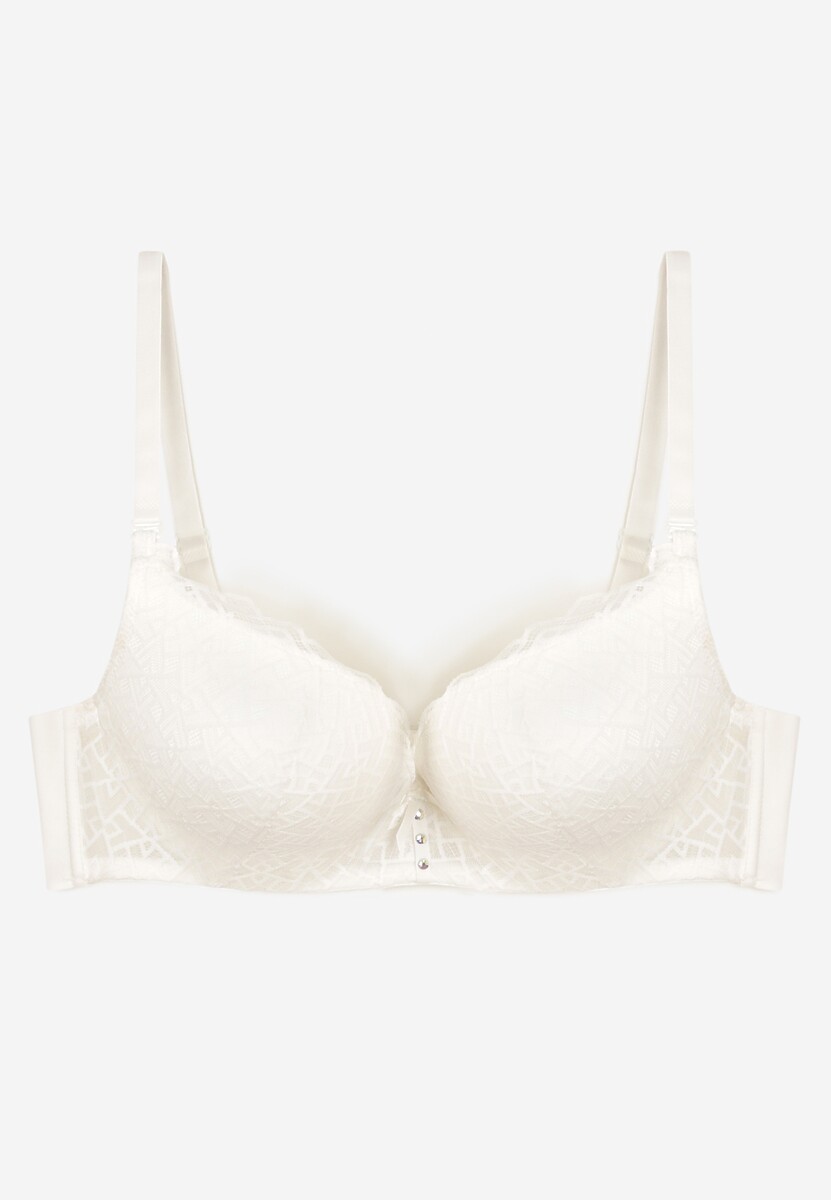 Biały Koronkowy Biustonosz z Efektem Push-Up Dimettra