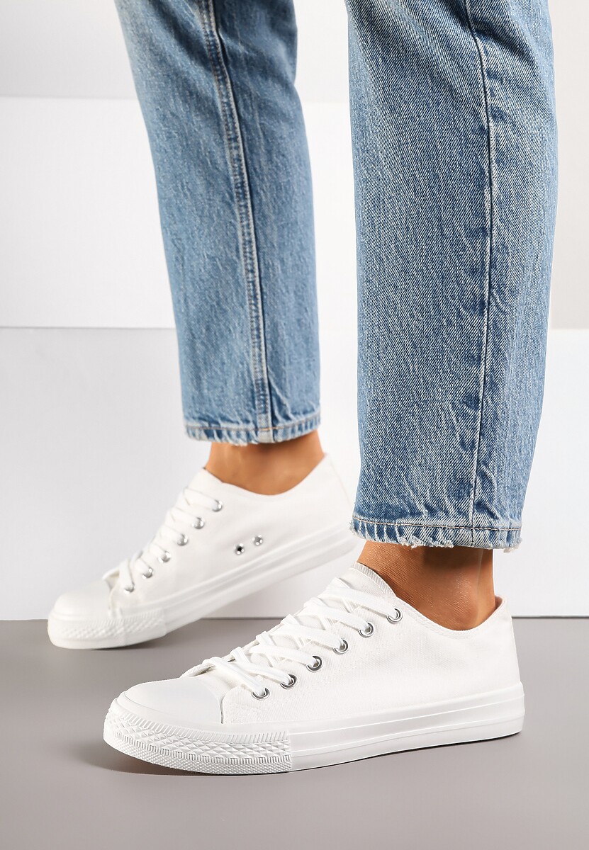 Białe Trampki w Klasycznym Stylu z Niską Cholewką Felriane