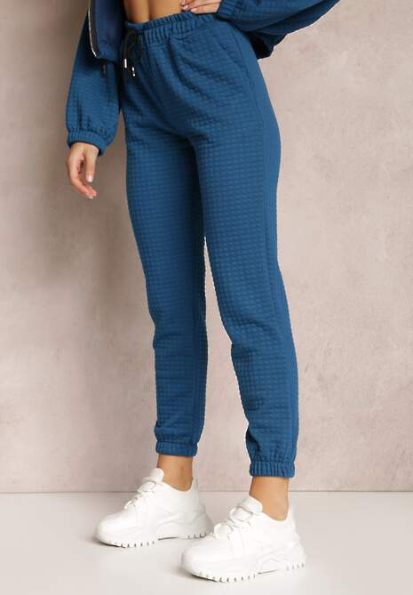 Ciemnoniebieskie Spodnie Dresowe z Tłoczeniem Alase