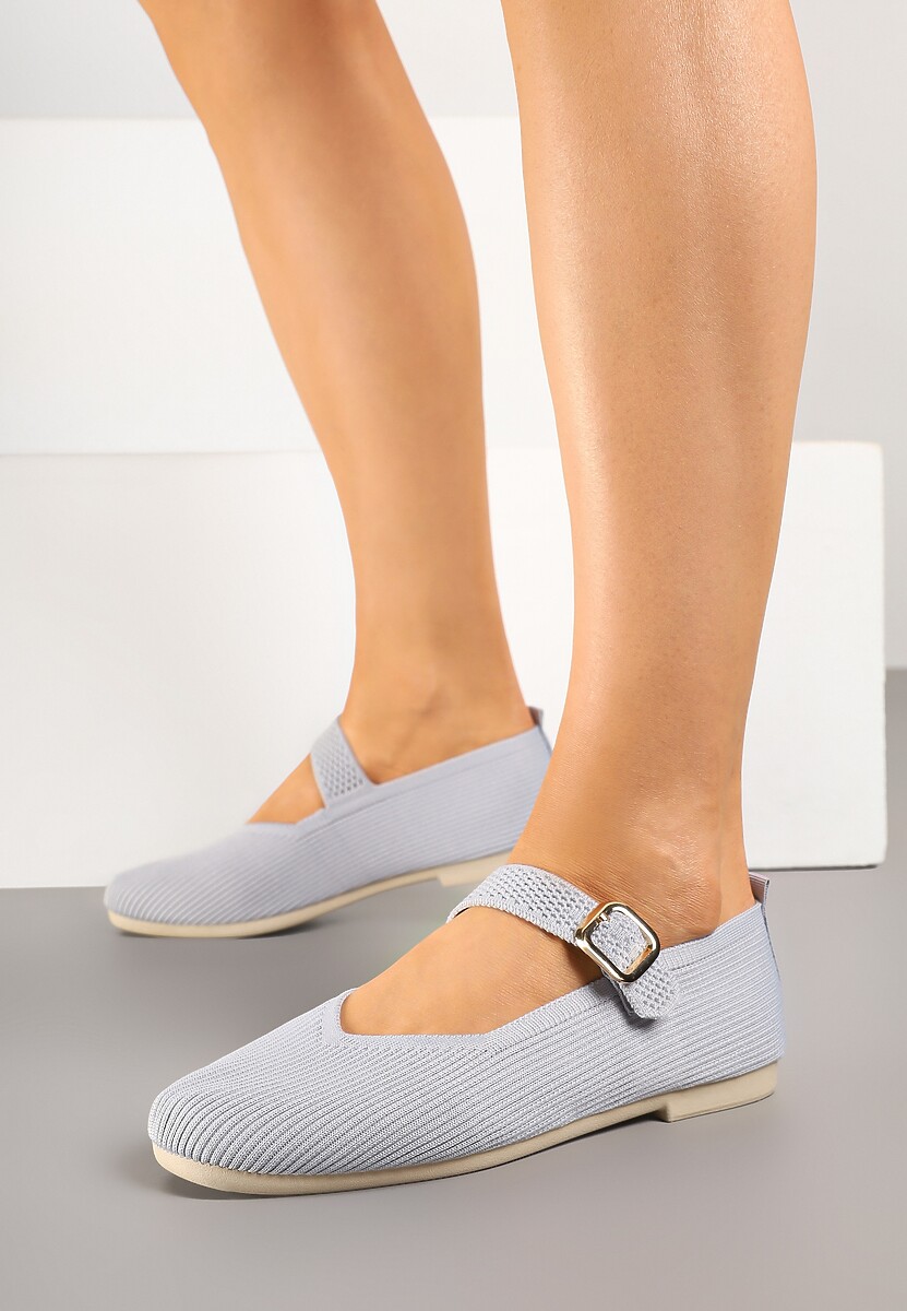 Szare Balerinki Ozdobione Paskiem Avanellia