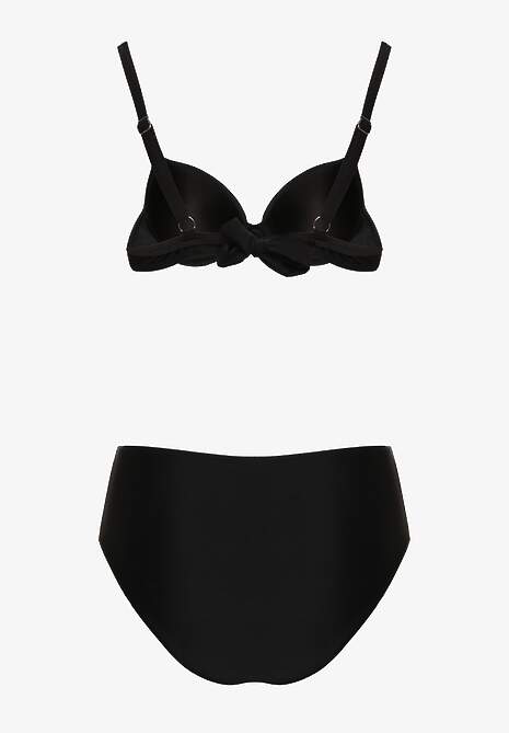 Czarne Bikini Majtki Figi i Biustonosz z Cyrkoniami Tenumela