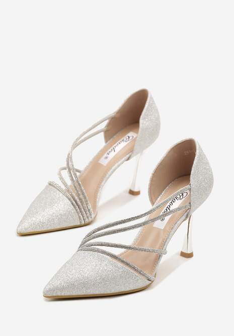 Srebrne Brokatowe Szpilki z Cyrkoniowym Zdobieniem Dolerra