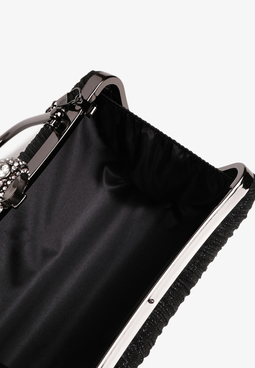 Czarna Torebka Kopertówka z Motywem Cyrkonii Fesolane