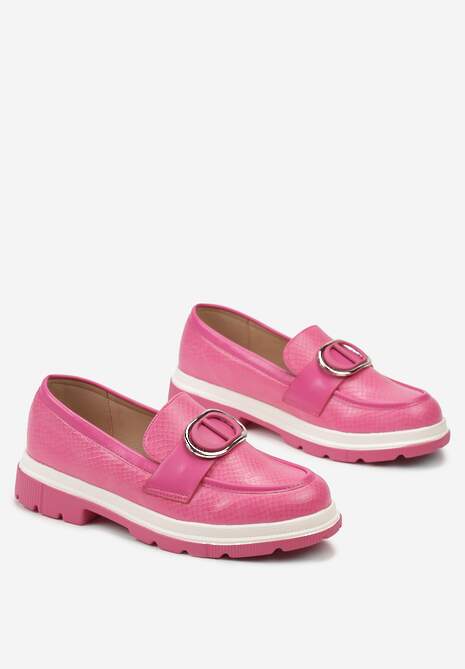 Fuksjowe Mokasyny z Metaliczną Aplikacją i Delikatnym Printem Unica