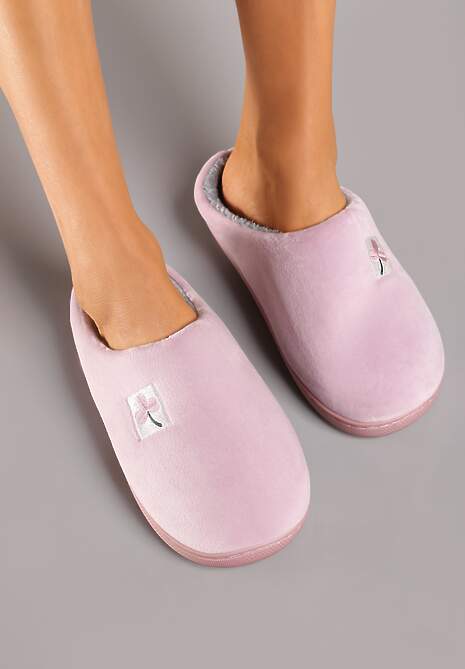 Różowe Kapcie Vices z Weluru na Płaskiej Podeszwie Cellia