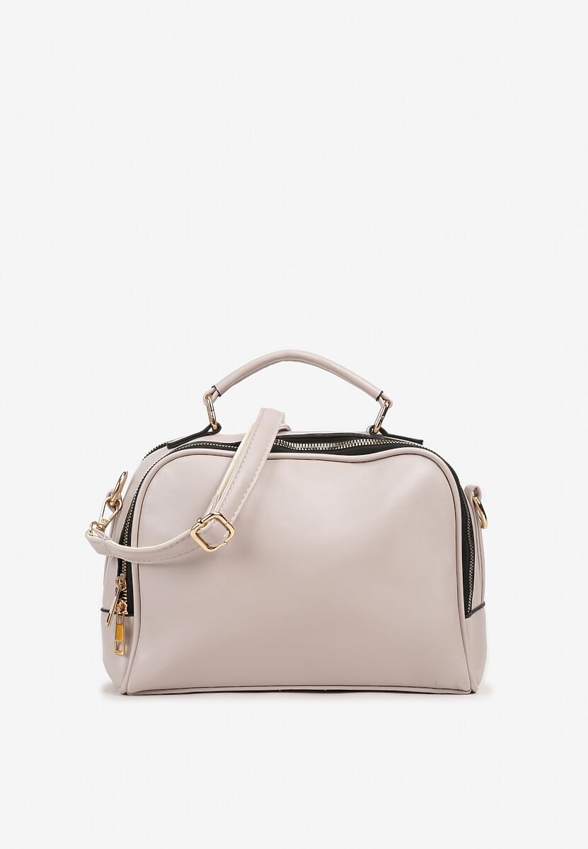 Szara Dwukomorowa Torebka z Imitacji Skóry z Odczepianym Paskiem Vialara