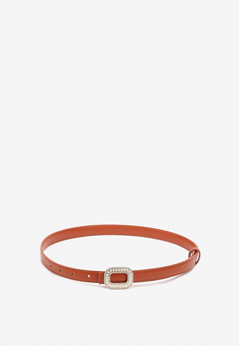 Beżowy Pasek Ozdobiony Metaliczną Klamrą Qitanea