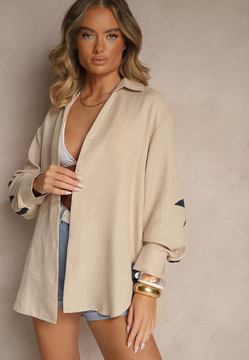 Niebieska Koszula z Haftowanym Wzorem Natresena