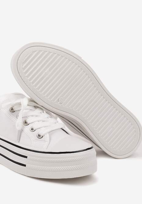 Białe Trampki z Niską Cholewką na Podwójnej Podeszwie Lenisna