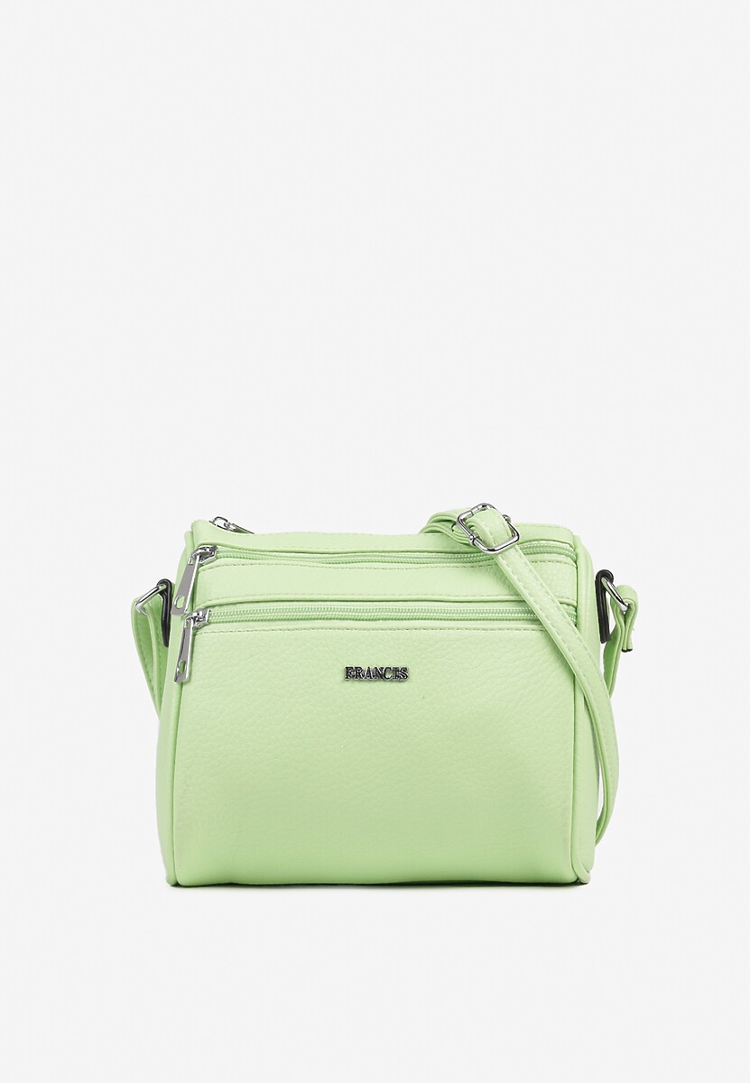 Jasnozielona Mała Torebka Listonoszka z Kieszeniami na Suwak Savirette