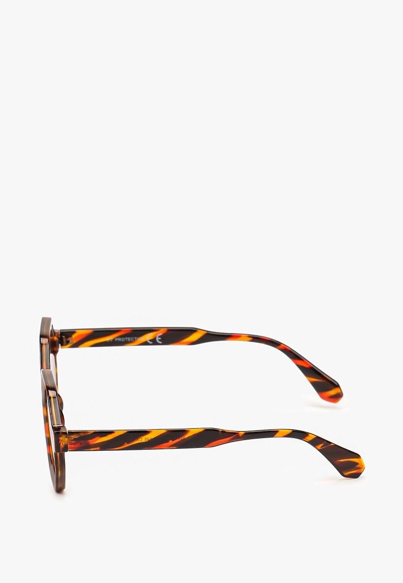 Brązowe Prostokątne Okulary Przeciwsłoneczne Tinikia