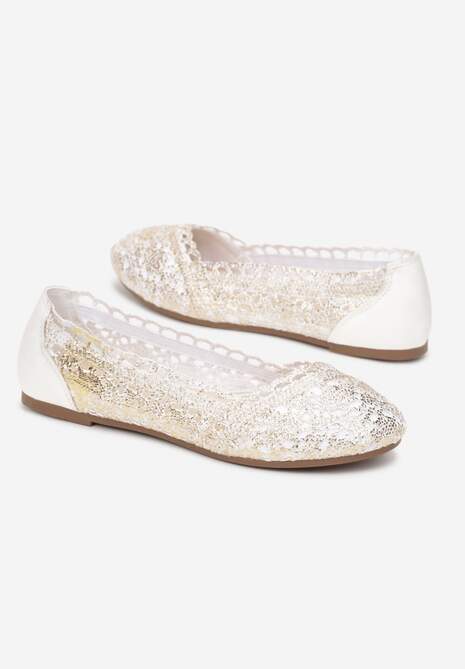 Złote Balerinki Koronkowe Sham