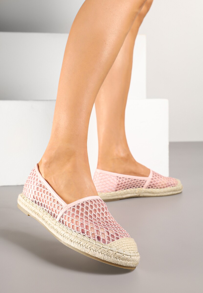 Różowe Siateczkowe Espadryle na Podeszwie z Plecionki Setariva