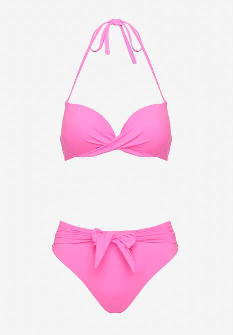 Fuksjowe Bikini Majtki Figi i Biustonosz Ozdobione Wiązaniem Saniorie