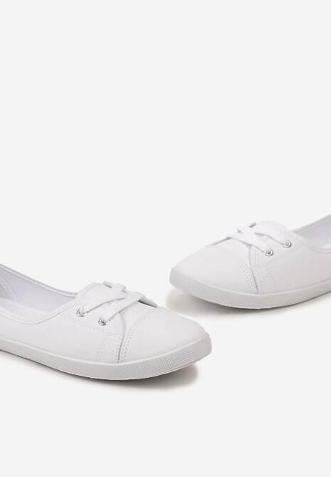 Białe Tenisówki Przed Kostkę z Krótkim Sznurowaniem Aviole