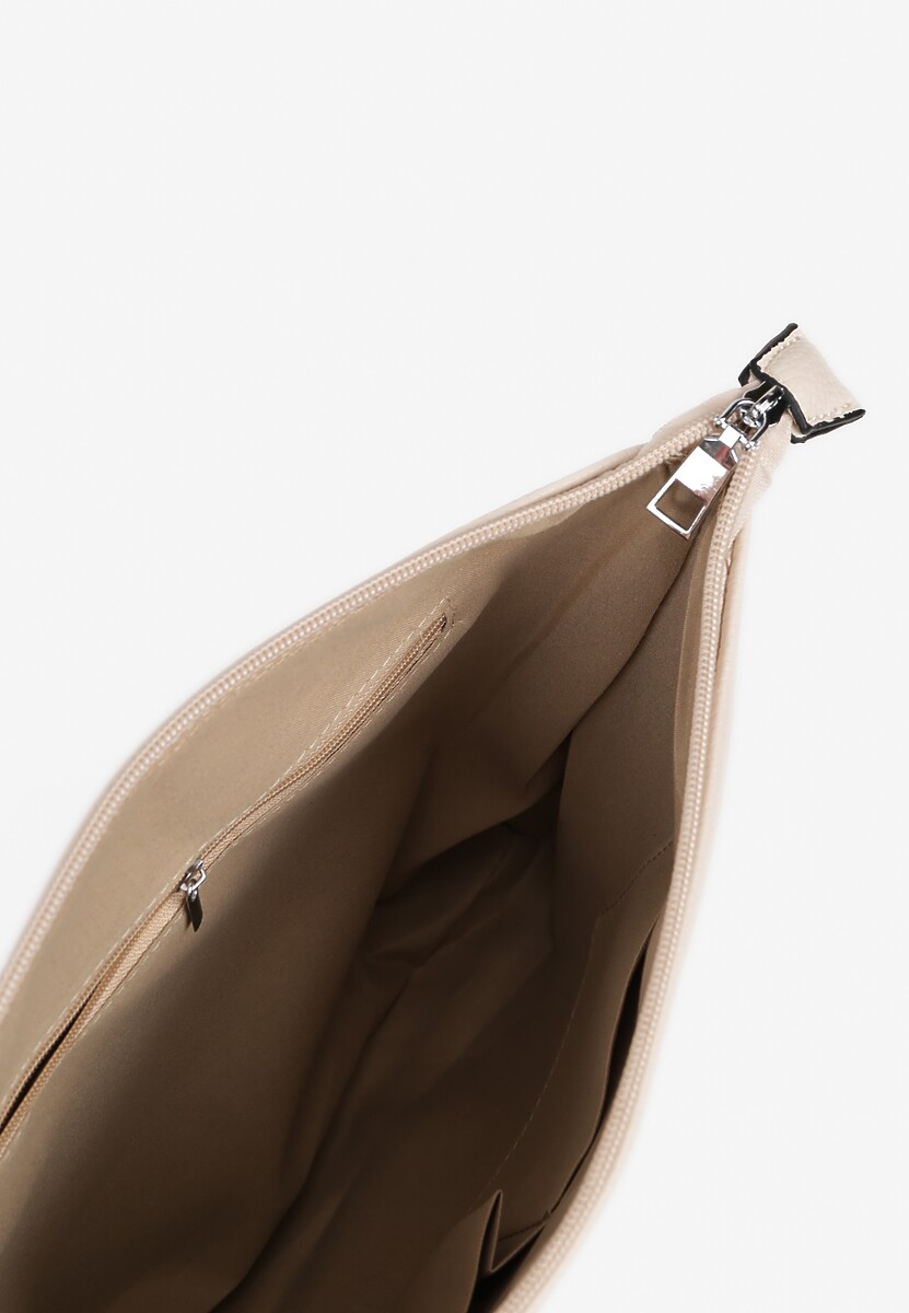 Jasnobeżowa Torebka z Suwakami na Regulowanym Pasku Malovia