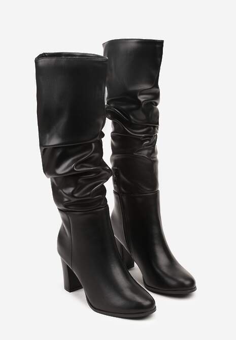 Czarne Kozaki Typu Slouchy na Słupku Dedvira