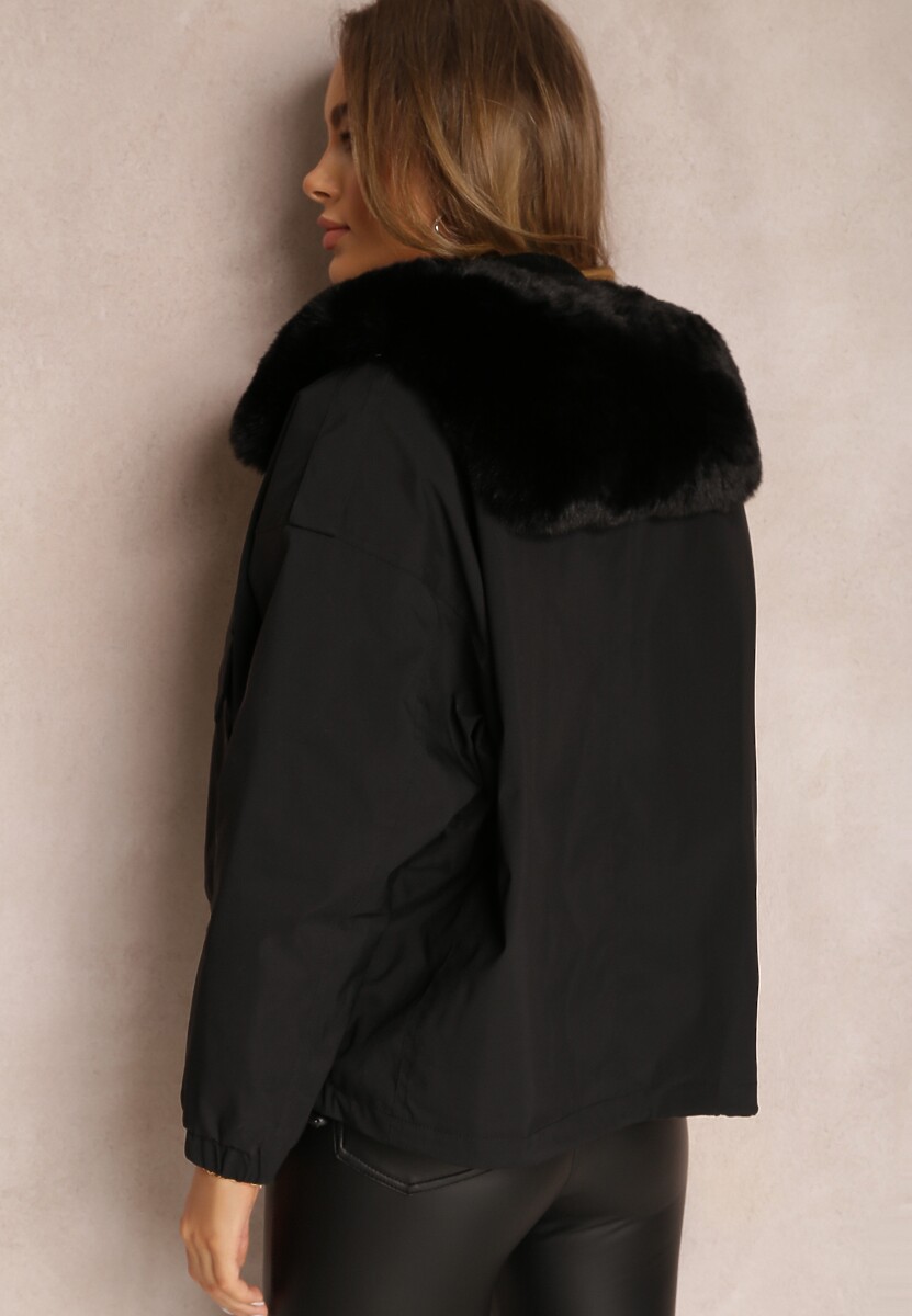 Czarna Kurtka z Futerkiem Morgaia