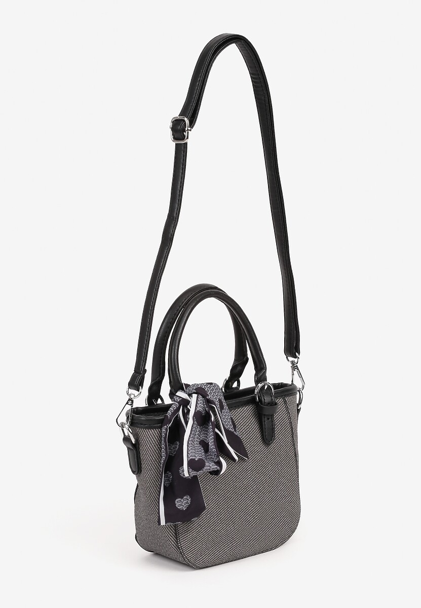 Czarno-Szara Mała Torebka Ozdobiona Apaszką na Uchwycie Zelimara
