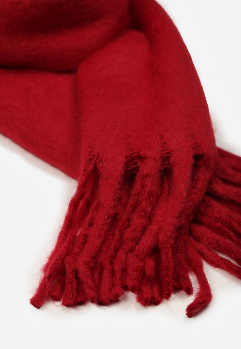 Bordowy Szalik Ozdobiony Frędzlami Esalirea