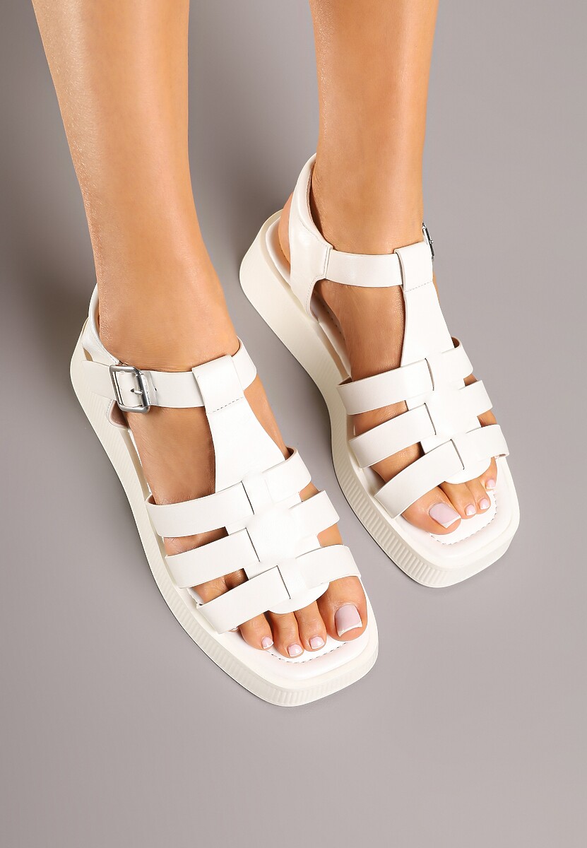 Białe Sandały Gladiatorki na Platformie Firenelle