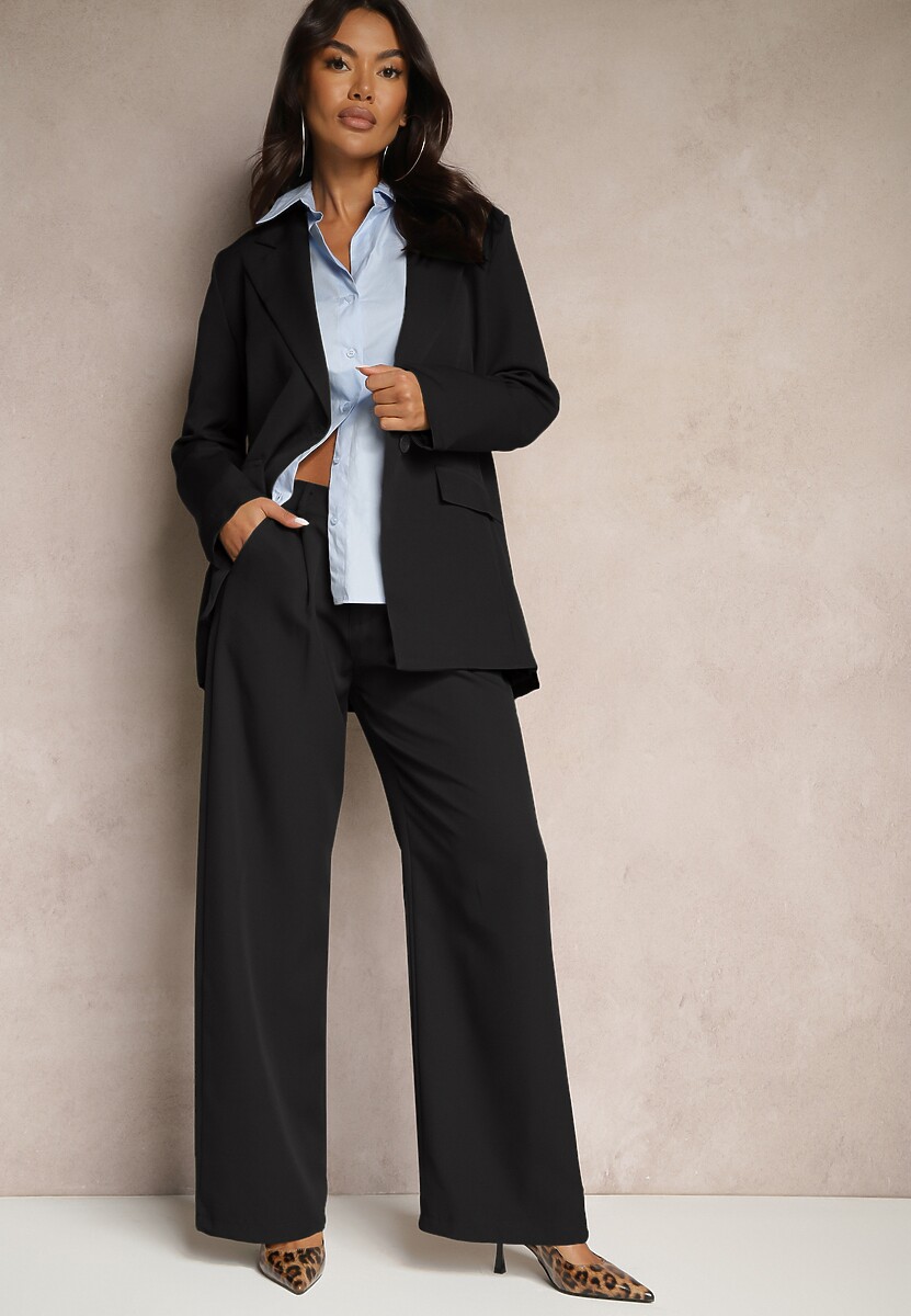 Jasnobrązowy Komplet o Garniturowym Kroju z Marynarką i Spodniami Eleasira