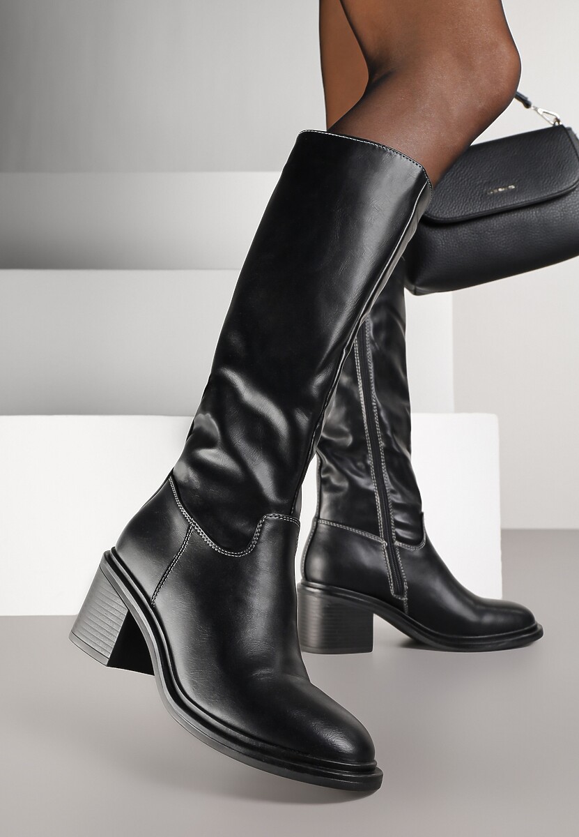 Ciemnobrązowe Kozaki Oficerki Vices na Słupku Giorima