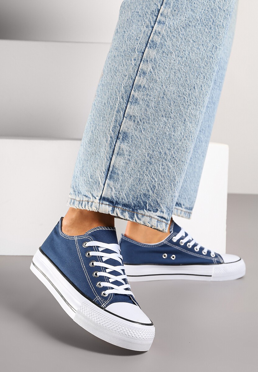 Granatowe Klasyczne Trampki Przed Kostkę Xarosa