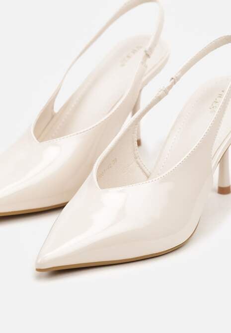 Beżowe Czółenka Sandały Slingback Vices na Obcasie Typu Szpilka Tilionea