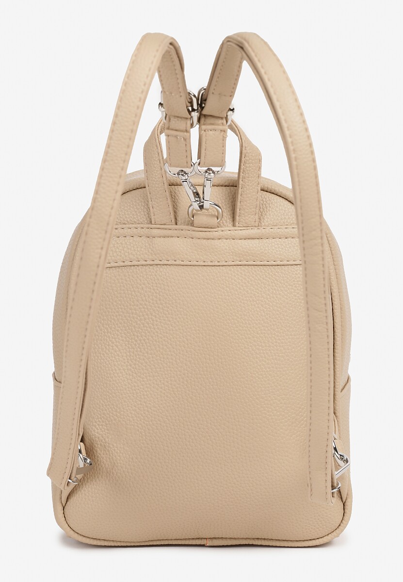 Jasnobeżowy Klasyczny Plecak Zdobiony Metalowym Detalem z Regulowanymi Szelkami Ravandelle
