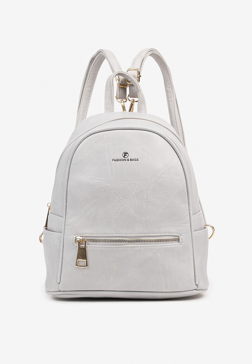 Szary Casualowy Plecak z Metalicznym Suwakiem Idalerra