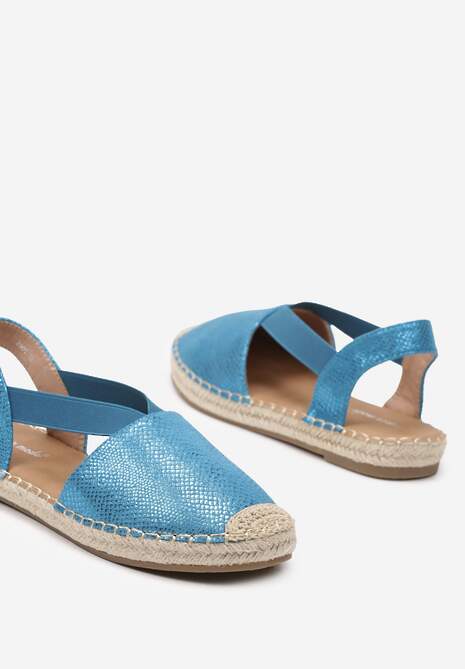 Niebieskie Espadryle z Ekoskóry na Płaskiej Podeszwie Cecilas