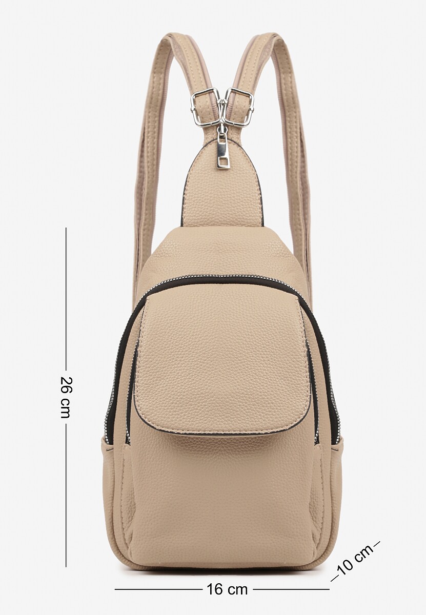 Beżowy Plecak z Dwoma Komorami Ozdobiony Klapą Nanovela