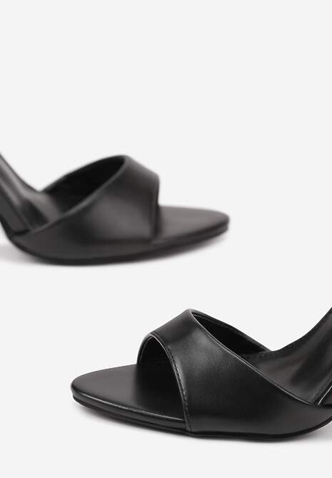 Czarne Sandały na Transparentnym Obcasie Typu Szpilka Zemeli