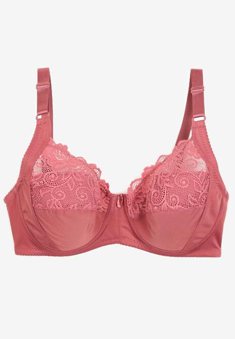 Ciemnoróżowy Biustonosz z Regulowanymi Ramiączkami i Usztywnieniem o Koronkowym Wykończeniu Vikiiraea