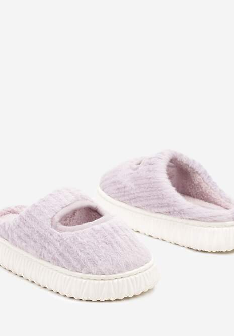Fioletowe Kapcie Pluszowe z Wycięciem na Nosku Tamiviela