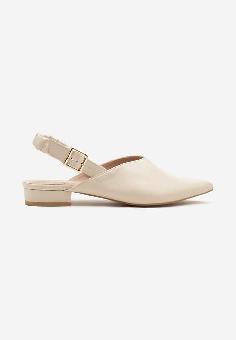 Jasnobeżowe Sandały z Noskiem w Szpic z Zapięciem na Sprzączkę Jenadenna