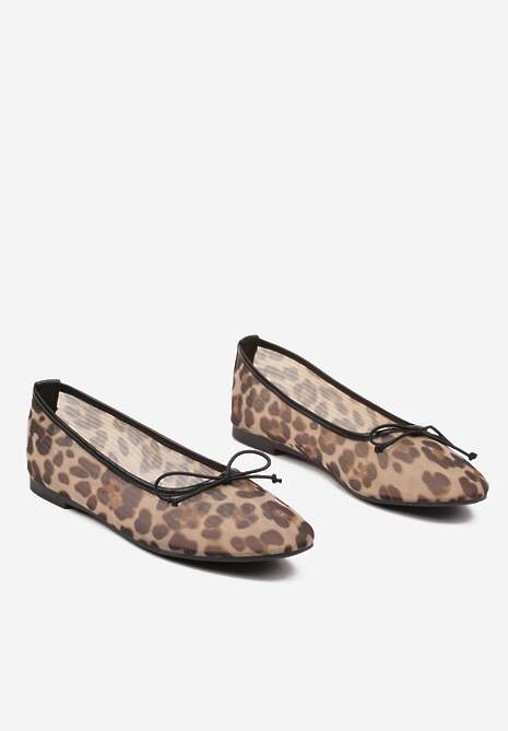Panterkowe Balerinki z Kokardką i Kontrastową Lamówką Azzeria