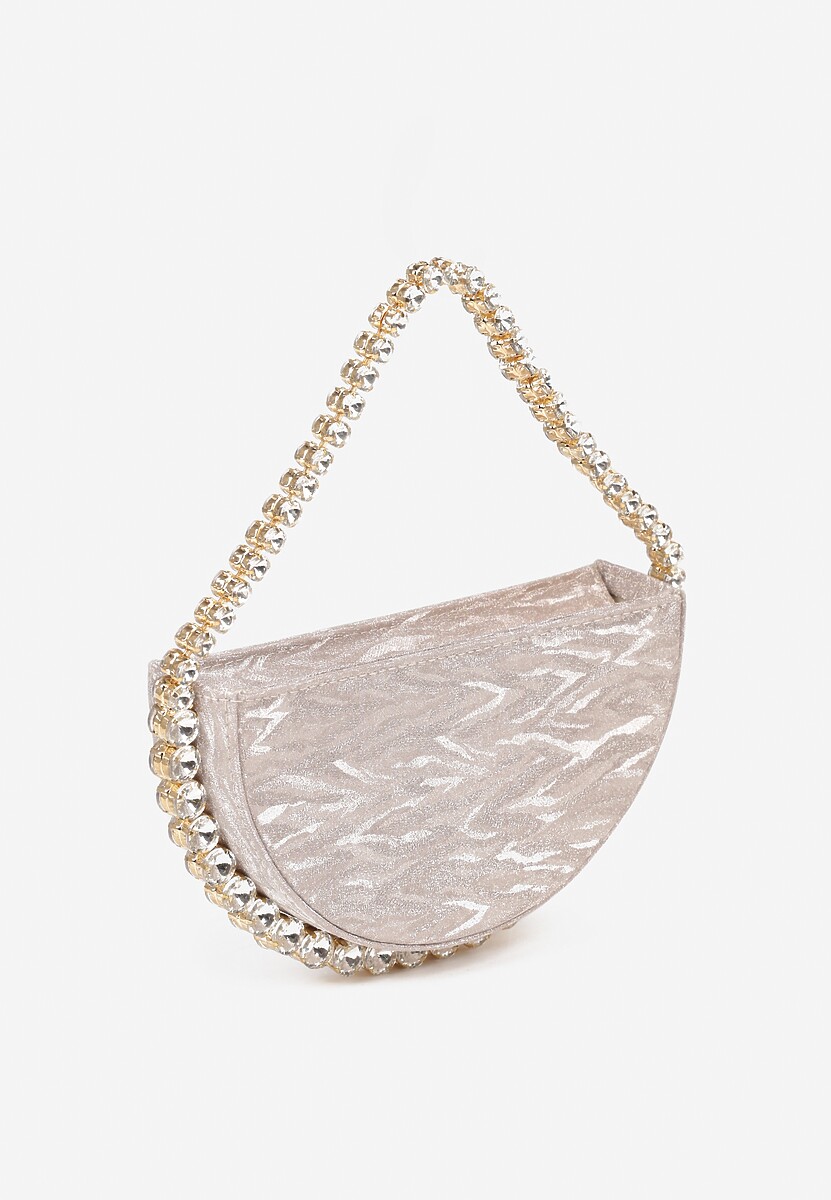 Szampańska Wizytowa Torebka z Biżuteryjną Rączką i Cyrkoniami Daricarre