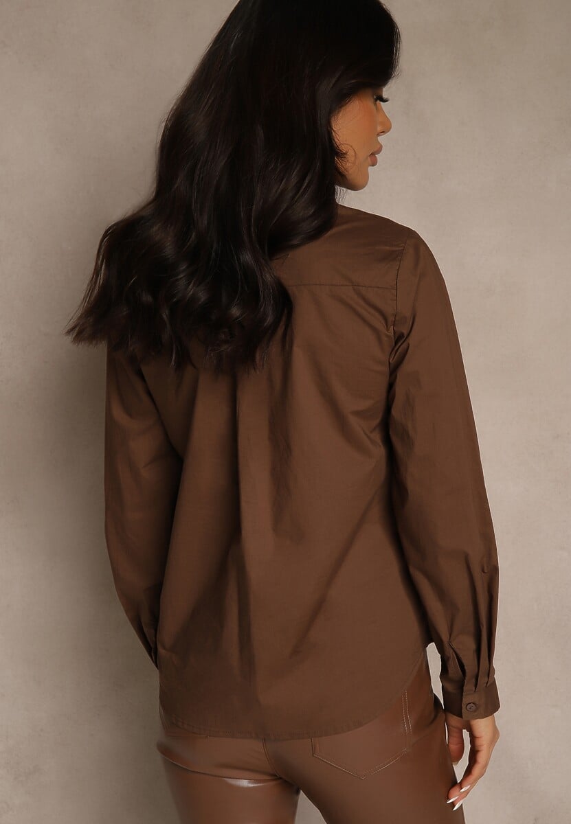 Brązowa Koszula z Bawełny o Klasycznym Fasonie Lilianesa