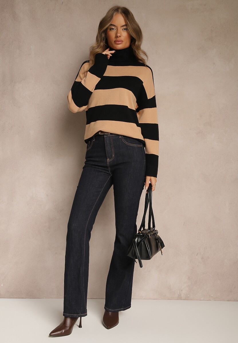 Czarny Golf Ozdobiony Paskami Raluna