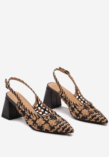 Czarne Czółenka na Słupku w Szpic bez Pięty Adiakka