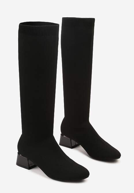 Czarne Kozaki Vices na Stożku z Elastyczną Cholewką Garsse