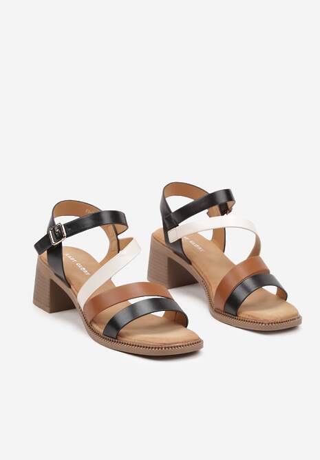 Czarne Casualowe Sandały na Słupku Ellederima